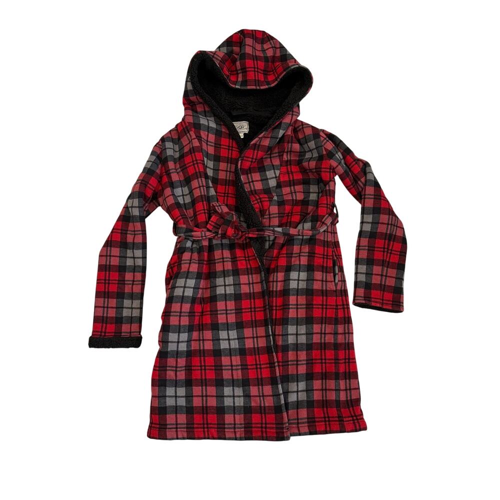UGG Australia Hooded Plaid Robe Sherpa Lined Women's S